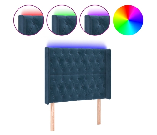 Cabecero con LED de terciopelo azul oscuro 93x16x118/128 cm