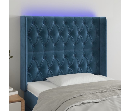 Cabecero con LED de terciopelo azul oscuro 93x16x118/128 cm