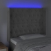 Cabecero con LED de terciopelo gris claro 103x16x118/128 cm