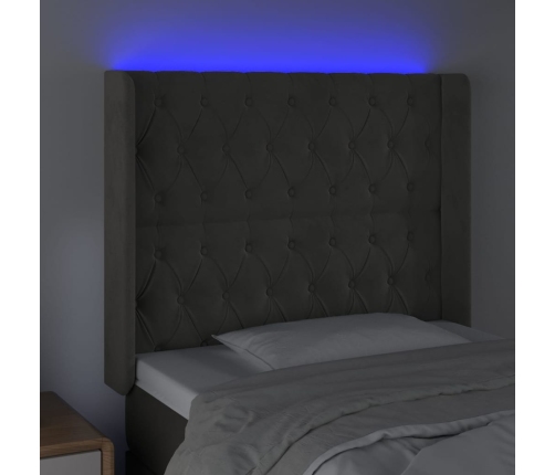 Cabecero con LED de terciopelo gris oscuro 103x16x118/128 cm