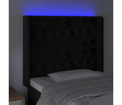 Cabecero con LED de terciopelo negro 103x16x118/128 cm