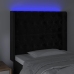 Cabecero con LED de terciopelo negro 103x16x118/128 cm