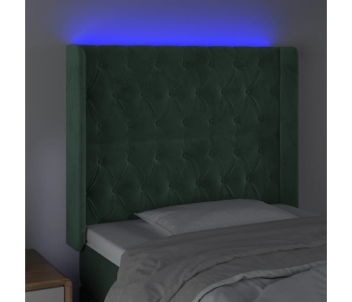 Cabecero con LED de terciopelo verde oscuro 103x16x118/128 cm