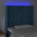 Cabecero con LED de terciopelo azul oscuro 103x16x118/128 cm