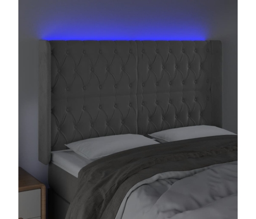 Cabecero con LED de terciopelo gris claro 147x16x118/128 cm