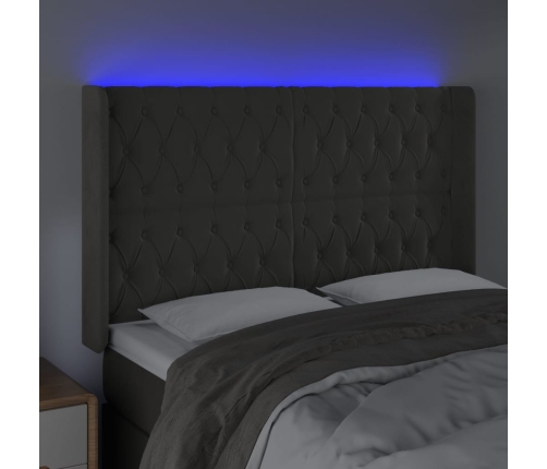 Cabecero con LED de terciopelo gris oscuro 147x16x118/128 cm