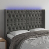 Cabecero con LED de terciopelo gris oscuro 147x16x118/128 cm