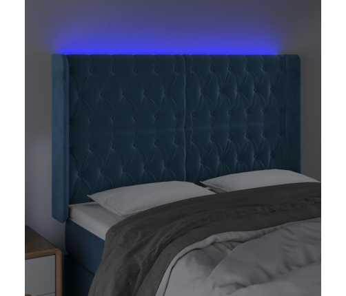 vidaXL Cabecero con LED de terciopelo azul oscuro 147x16x118/128 cm