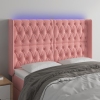 Cabecero con LED de terciopelo rosa 147x16x118/128 cm