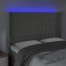 Cabecero con LED de terciopelo gris claro 163x16x118/128 cm