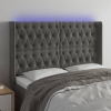 Cabecero con LED de terciopelo gris oscuro 163x16x118/128 cm