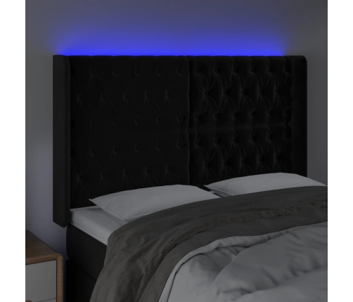 Cabecero con LED de terciopelo negro 163x16x118/128 cm