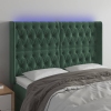 Cabecero con LED de terciopelo verde oscuro 163x16x118/128 cm