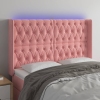 Cabecero con LED de terciopelo rosa 163x16x118/128 cm