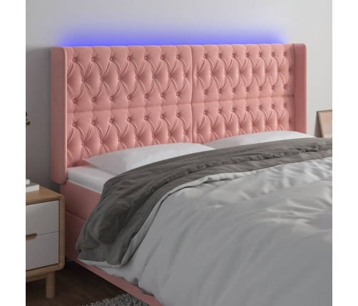 vidaXL Cabecero con LED de terciopelo rosa 203x16x118/128 cm