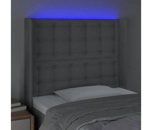 Cabecero con LED de tela gris claro 83x16x118/128 cm