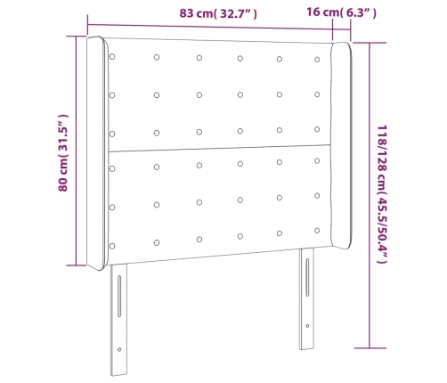 Cabecero con LED de tela gris claro 83x16x118/128 cm