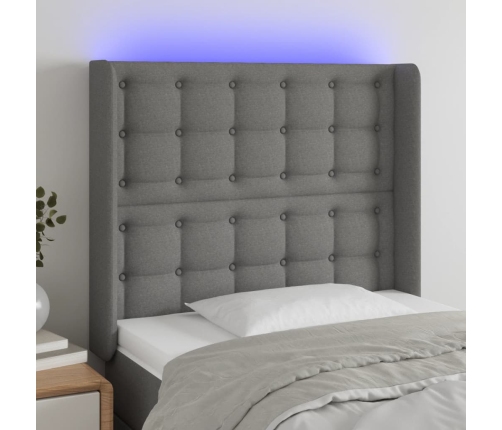 vidaXL Cabecero con LED de tela gris oscuro 83x16x118/128 cm