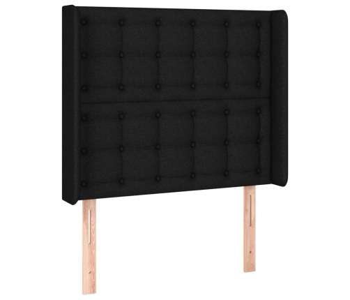 Cabecero con LED de tela negro 83x16x118/128 cm