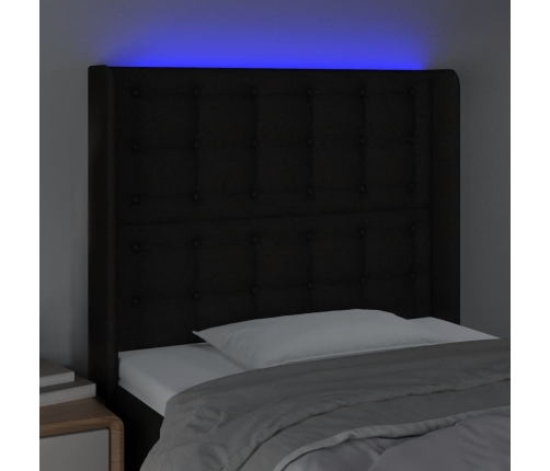 Cabecero con LED de tela negro 83x16x118/128 cm