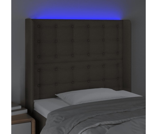 Cabecero con LED de tela gris taupe 83x16x118/128 cm