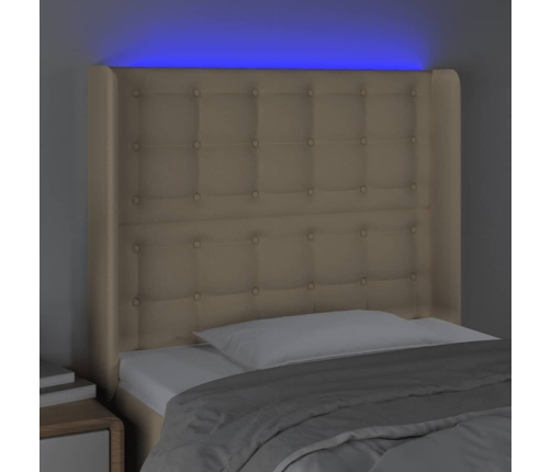 Cabecero con LED de tela color crema 83x16x118/128 cm