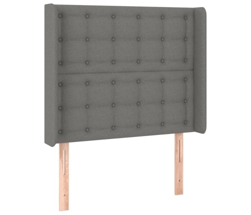 Cabecero con LED de tela gris oscuro 93x16x118/128 cm