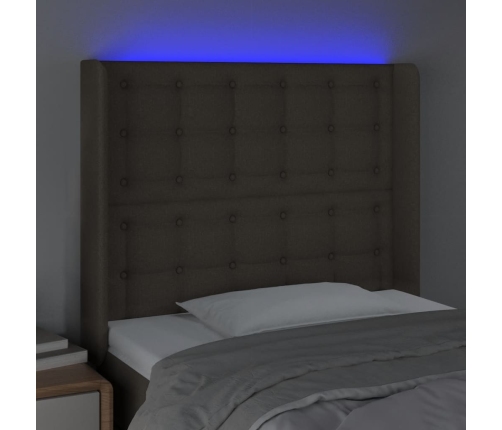 Cabecero con LED de tela gris taupe 93x16x118/128 cm