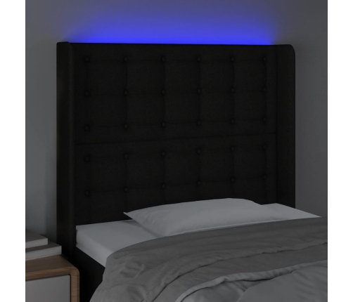 vidaXL Cabecero con LED de tela negro 103x16x118/128 cm