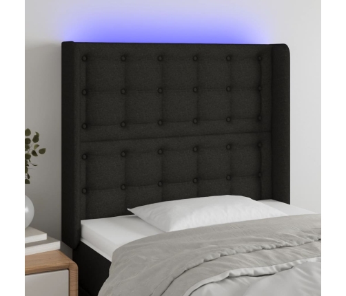 vidaXL Cabecero con LED de tela negro 103x16x118/128 cm