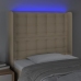 Cabecero con LED de tela color crema 103x16x118/128 cm