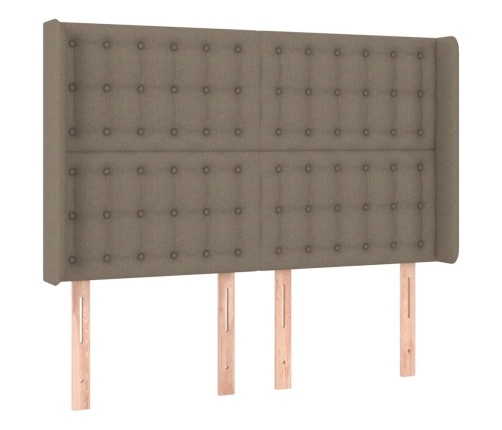 Cabecero con LED de tela gris taupe 147x16x118/128 cm