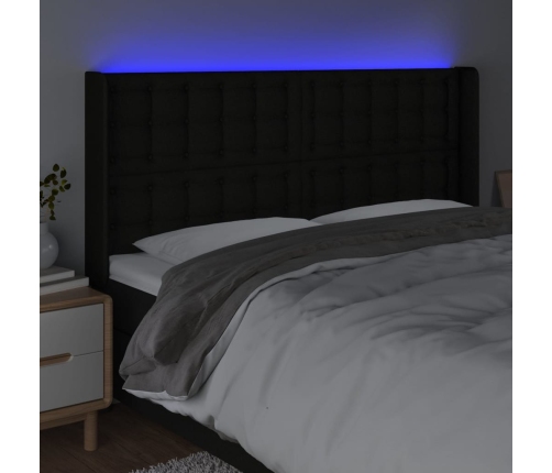 Cabecero con LED de tela negro 163x16x118/128 cm