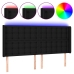 Cabecero con LED de tela negro 183x16x118/128 cm