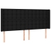 Cabecero con LED de tela negro 183x16x118/128 cm