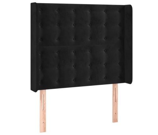 Cabecero con LED de terciopelo negro 83x16x118/128 cm