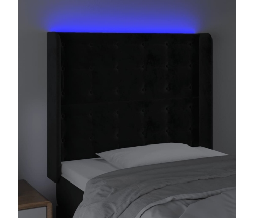 Cabecero con LED de terciopelo negro 83x16x118/128 cm