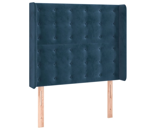 Cabecero con LED de terciopelo azul oscuro 83x16x118/128 cm