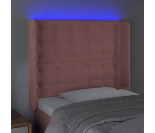 Cabecero con LED de terciopelo rosa 83x16x118/128 cm