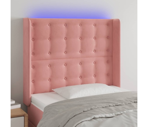 Cabecero con LED de terciopelo rosa 83x16x118/128 cm