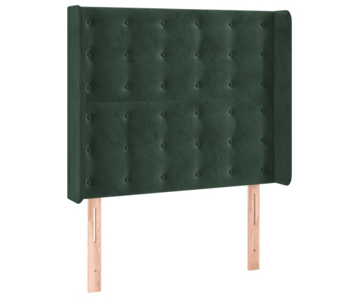 Cabecero con LED de terciopelo verde oscuro 93x16x118/128 cm