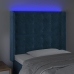 Cabecero con LED de terciopelo azul oscuro 93x16x118/128 cm