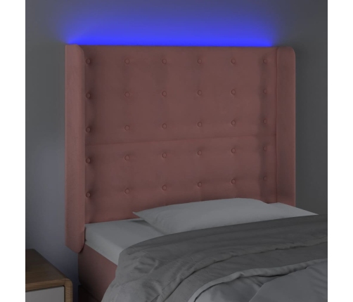 Cabecero con LED de terciopelo rosa 93x16x118/128 cm