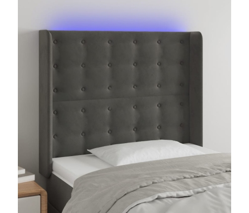 vidaXL Cabecero con LED de terciopelo gris oscuro 103x16x118/128 cm