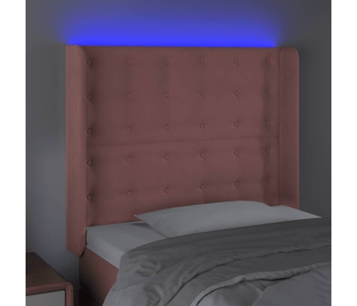 Cabecero con LED de terciopelo rosa 103x16x118/128 cm