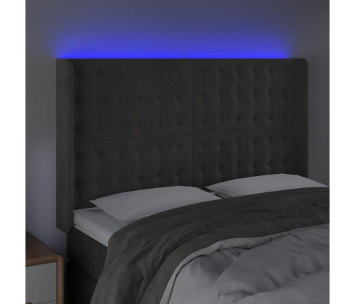 vidaXL Cabecero con LED de terciopelo gris oscuro 147x16x118/128 cm