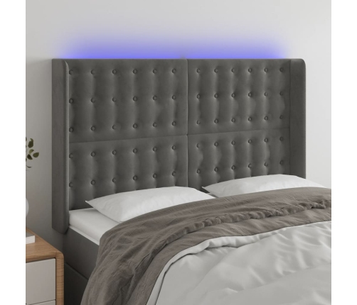 vidaXL Cabecero con LED de terciopelo gris oscuro 147x16x118/128 cm