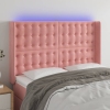 Cabecero con LED de terciopelo rosa 147x16x118/128 cm