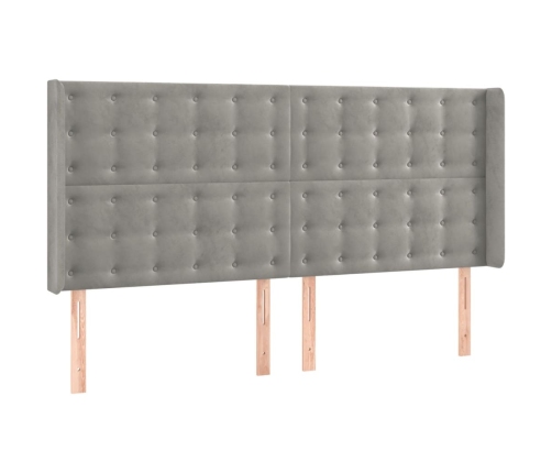 Cabecero con LED de terciopelo gris claro 163x16x118/128 cm