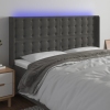 Cabecero con LED de terciopelo gris oscuro 163x16x118/128 cm